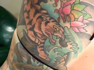 Tattooed  Pegs Sub While Sucking Trouser Snake